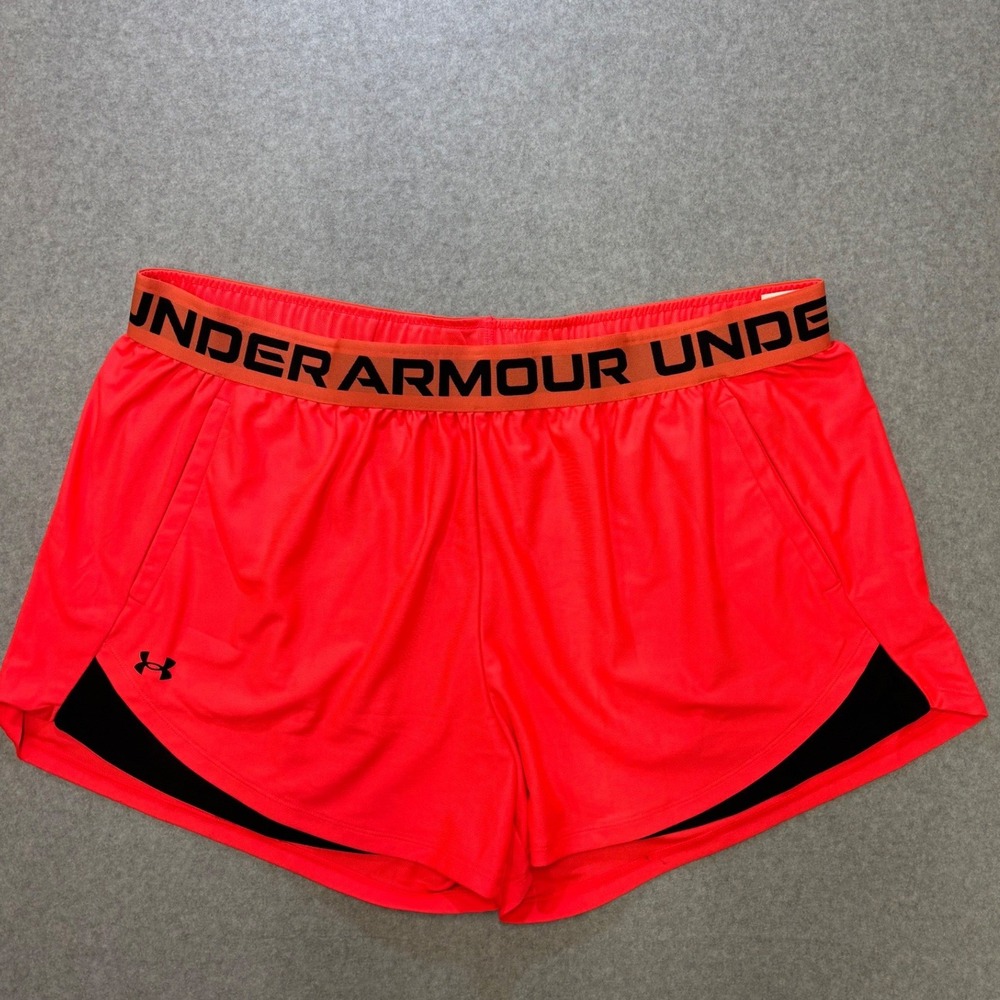 Under Armour Womens Play Up 2.0 Shorts Neon Coral Orange 3X 1383532 NEW